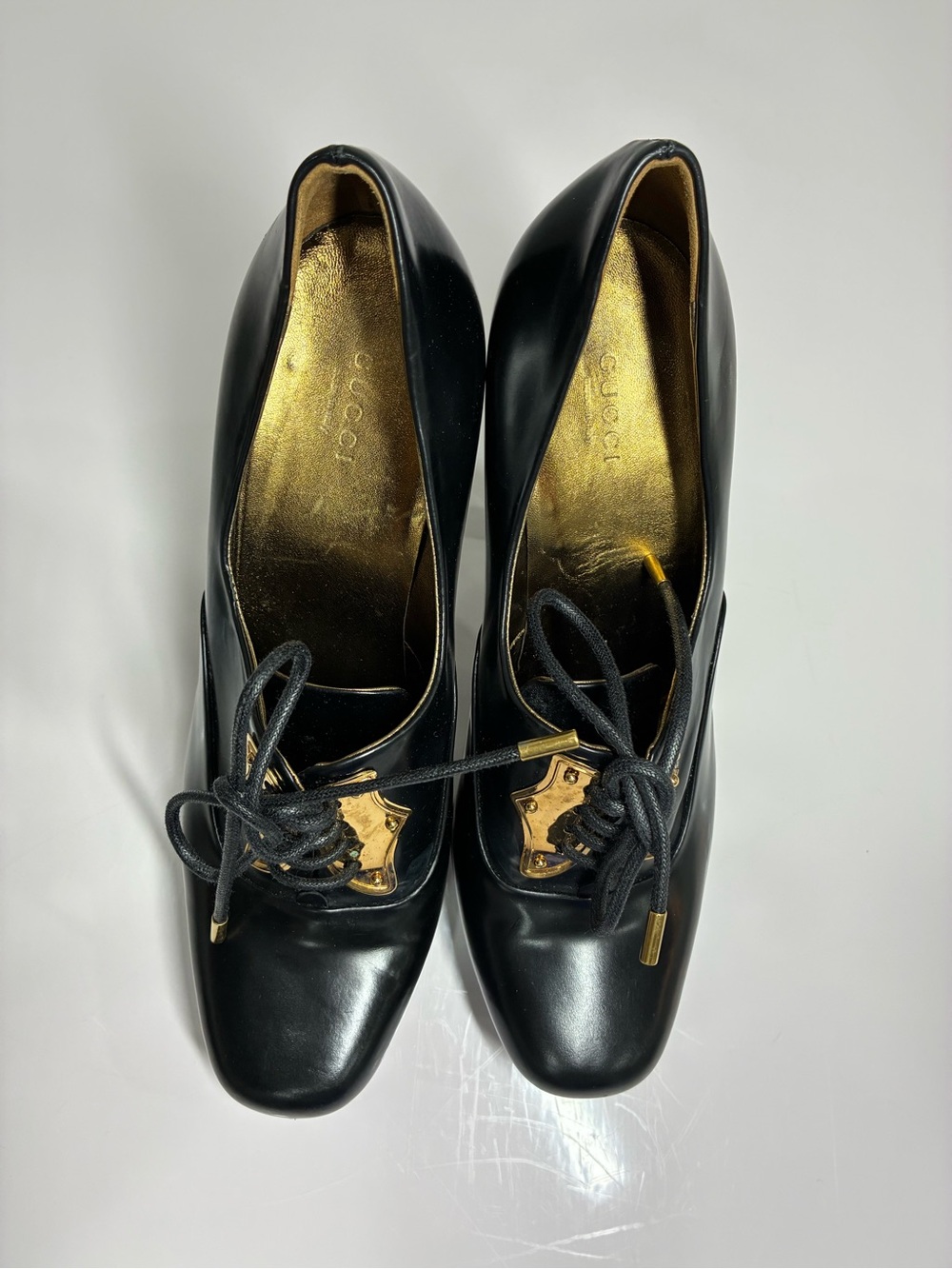 Gucci black leather lace-up platform heels - Picture 5 of 9